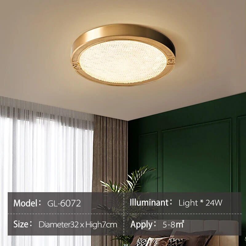 Crystal Glass Ceiling Light Ultrathin Circular