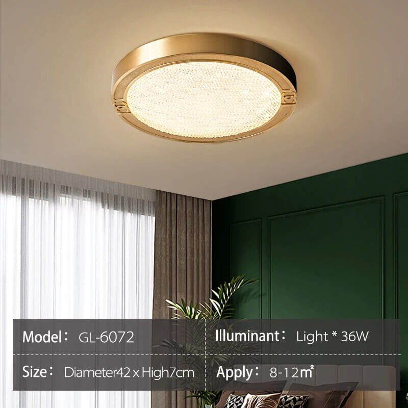 Crystal Glass Ceiling Light Ultrathin Circular