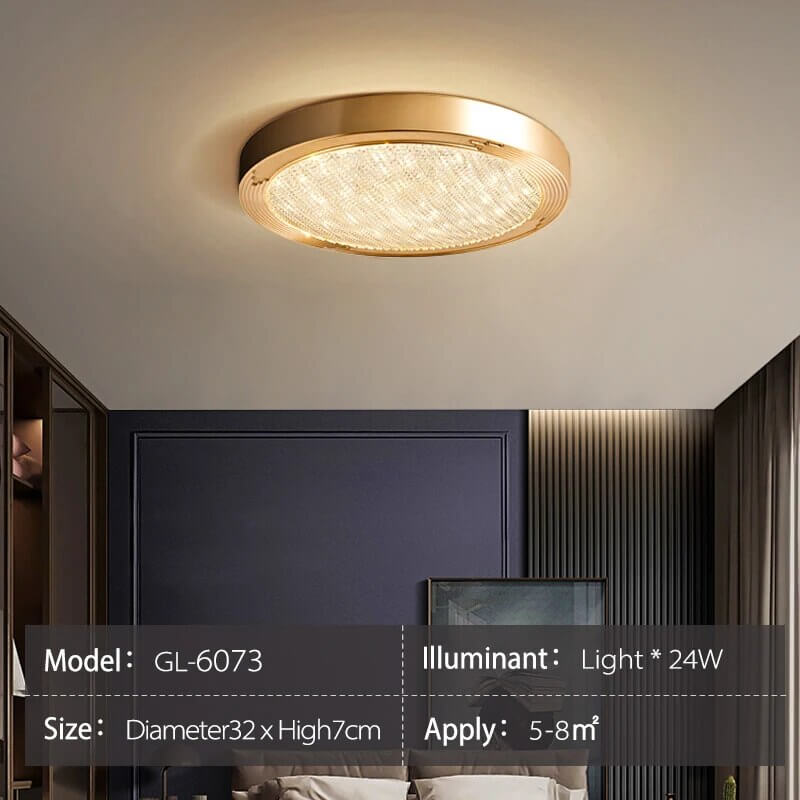 Crystal Glass Ceiling Light Ultrathin Circular