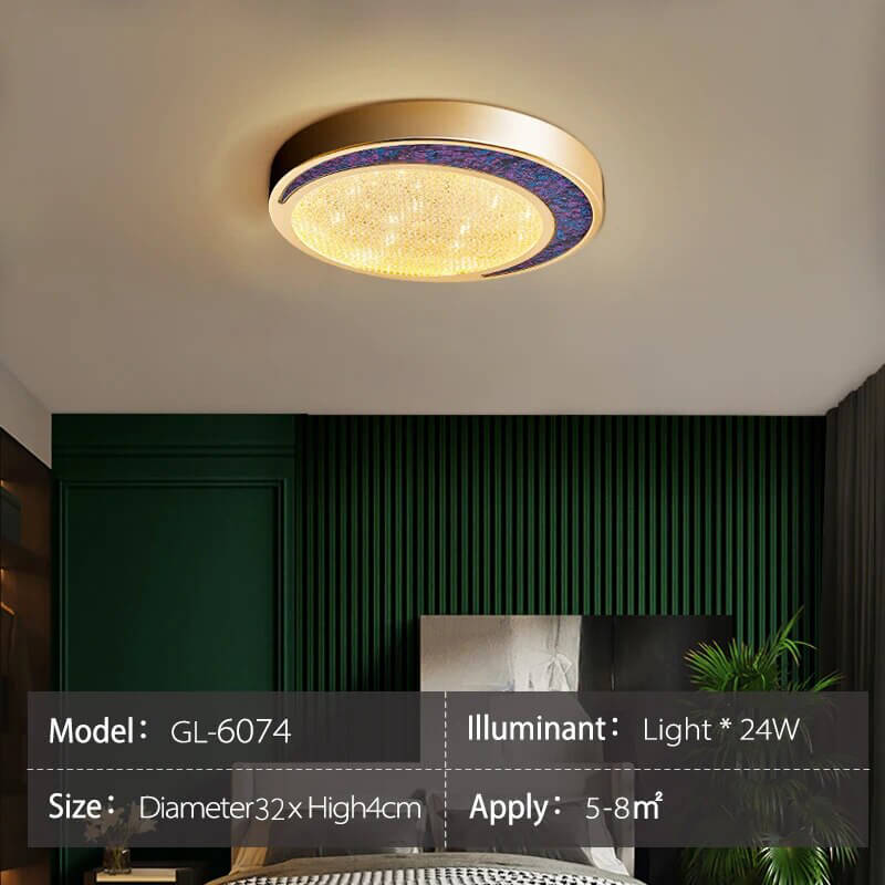 Crystal Glass Ceiling Light Ultrathin Circular