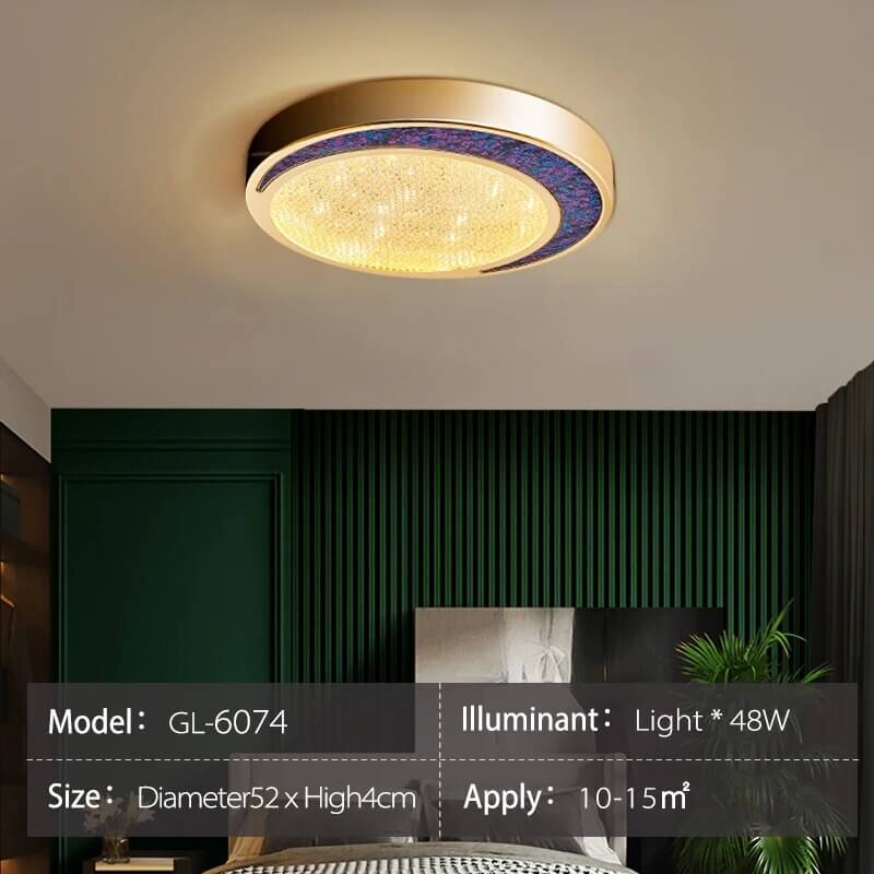 Crystal Glass Ceiling Light Ultrathin Circular