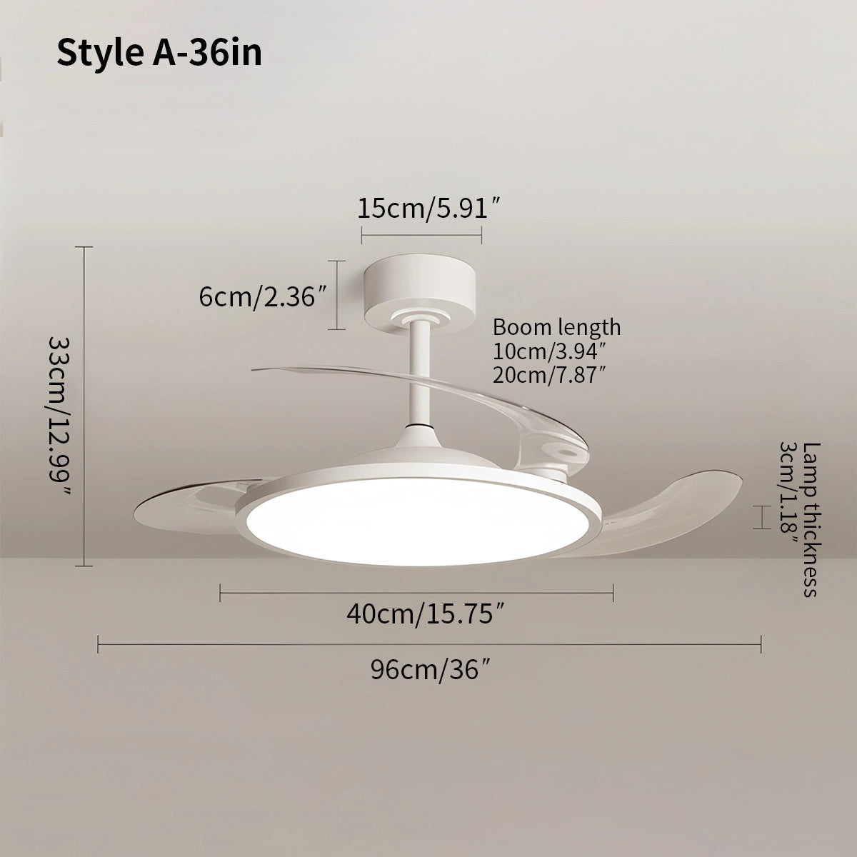 Antizer Silent Remote Control White Ceiling Fan Light