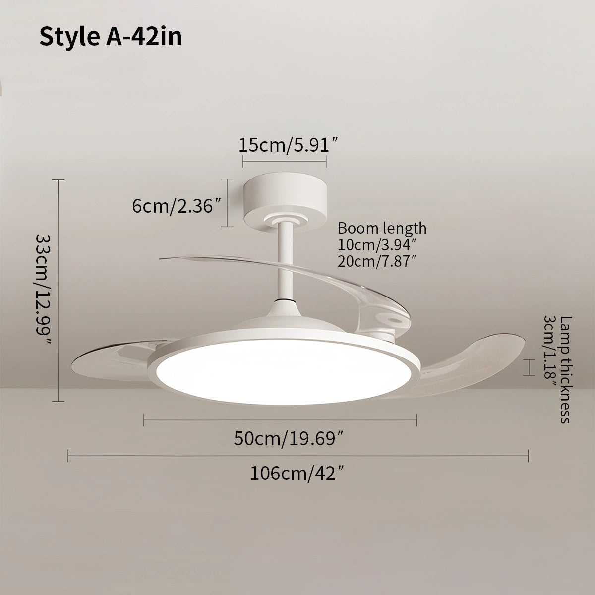 Antizer Silent Remote Control White Ceiling Fan Light