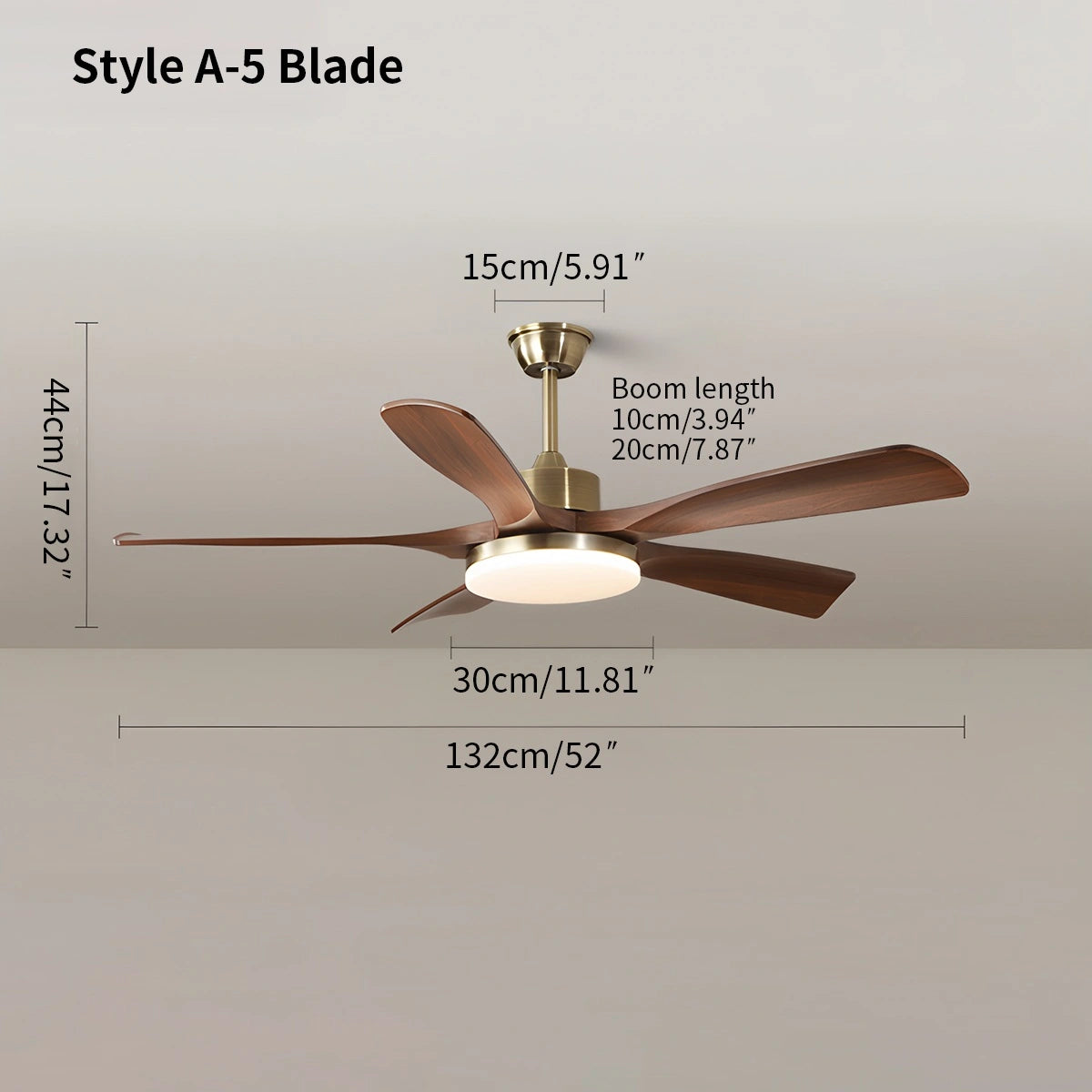 Antizer Modern 5-leaf Remote Control Ceiling Fan Light