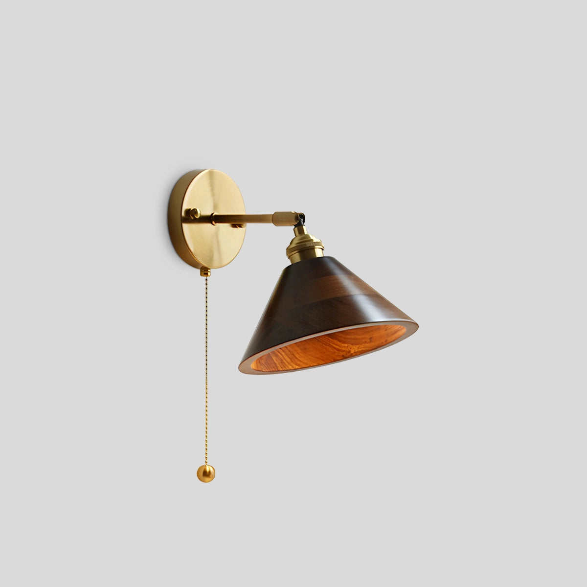 Antizer Vintage Wood Pull Chain Switch Wall Lamp