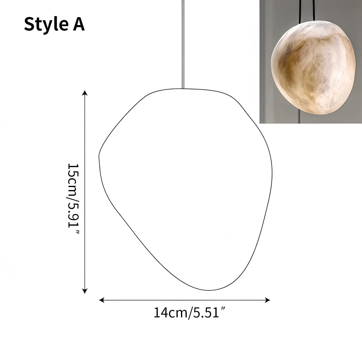 Antizer Modern Pebble Shaped Spanish Alabaster Pendant Light
