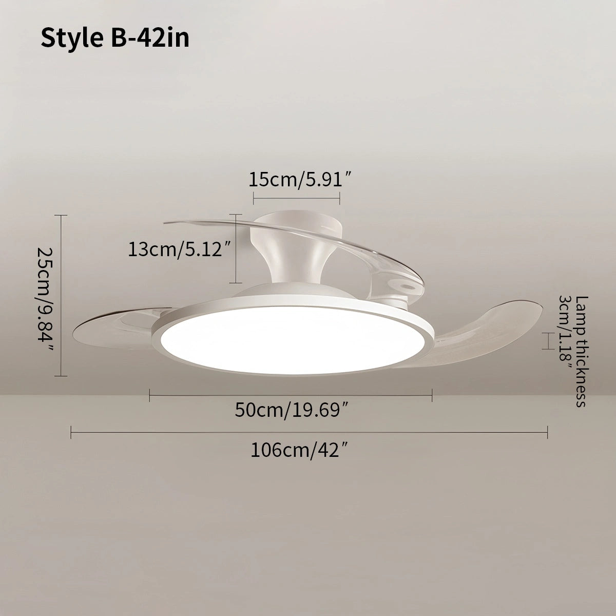 Antizer Silent Remote Control White Ceiling Fan Light