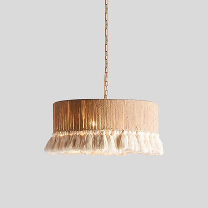 Antizer Boho Vintage Twine Fringe Pendant Light