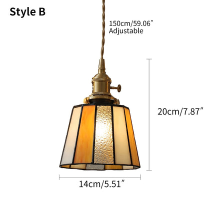 Antizer Vintage Brass Glass Pendant Light