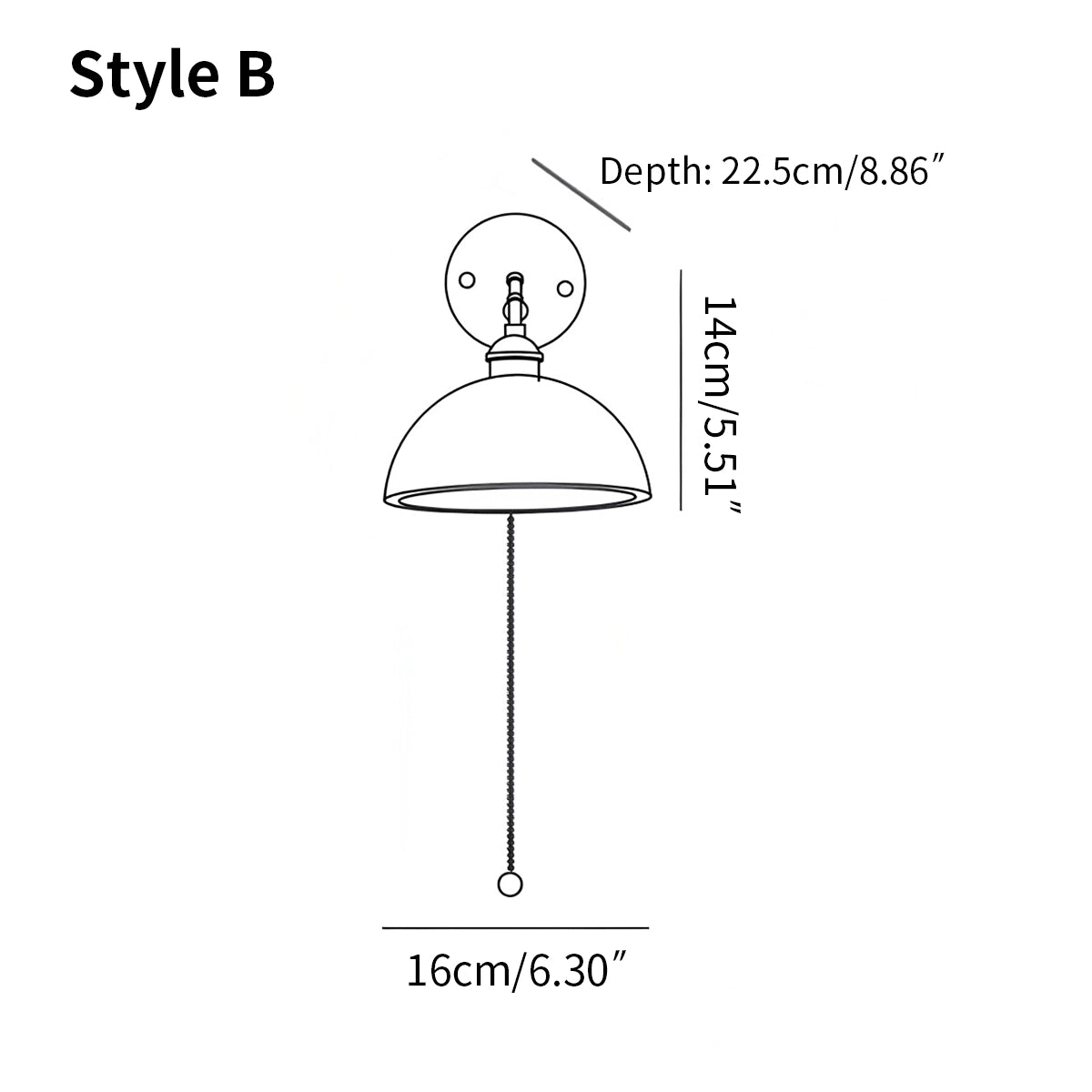 Antizer Vintage Wood Pull Chain Switch Wall Lamp