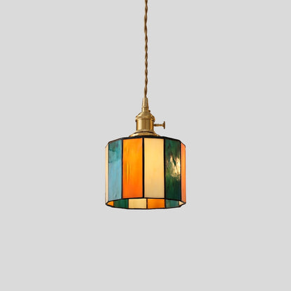 Antizer Vintage Brass Glass Pendant Light