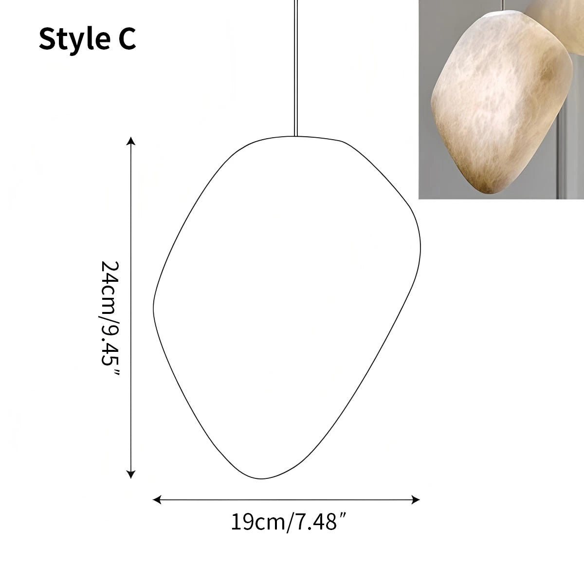 Antizer Modern Pebble Shaped Spanish Alabaster Pendant Light