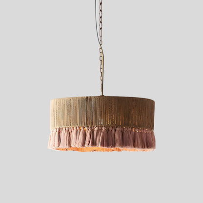 Antizer Boho Vintage Twine Fringe Pendant Light