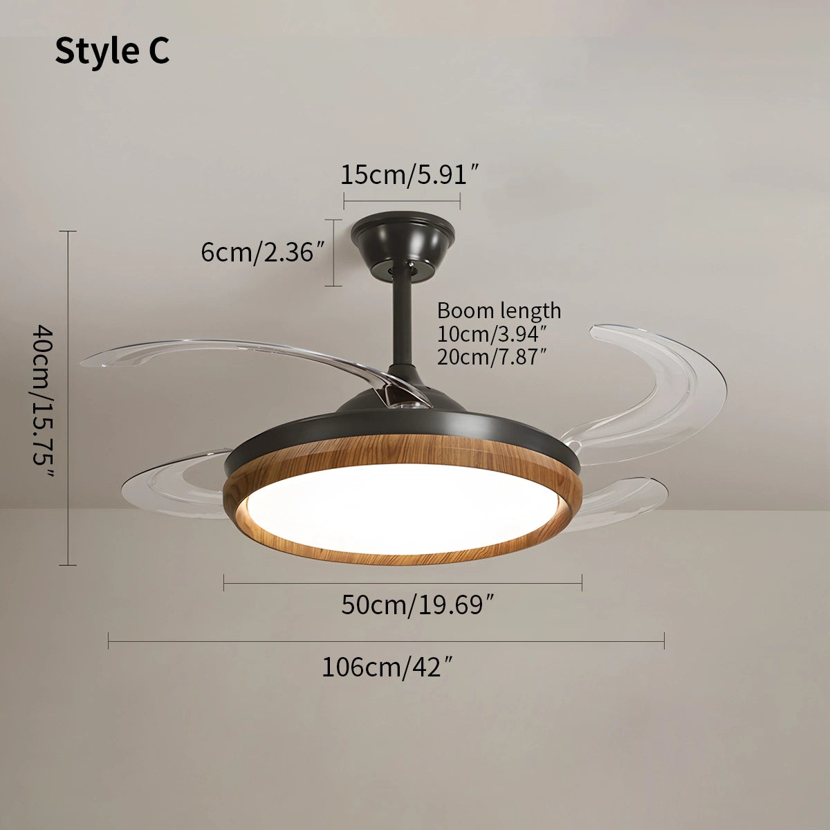 Antizer Retractable Blade Ceiling Fan with Light