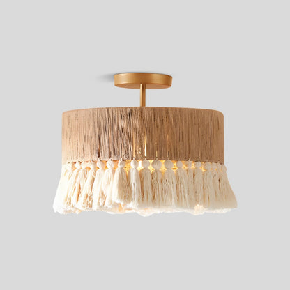 Antizer Boho Vintage Twine Fringe Pendant Light