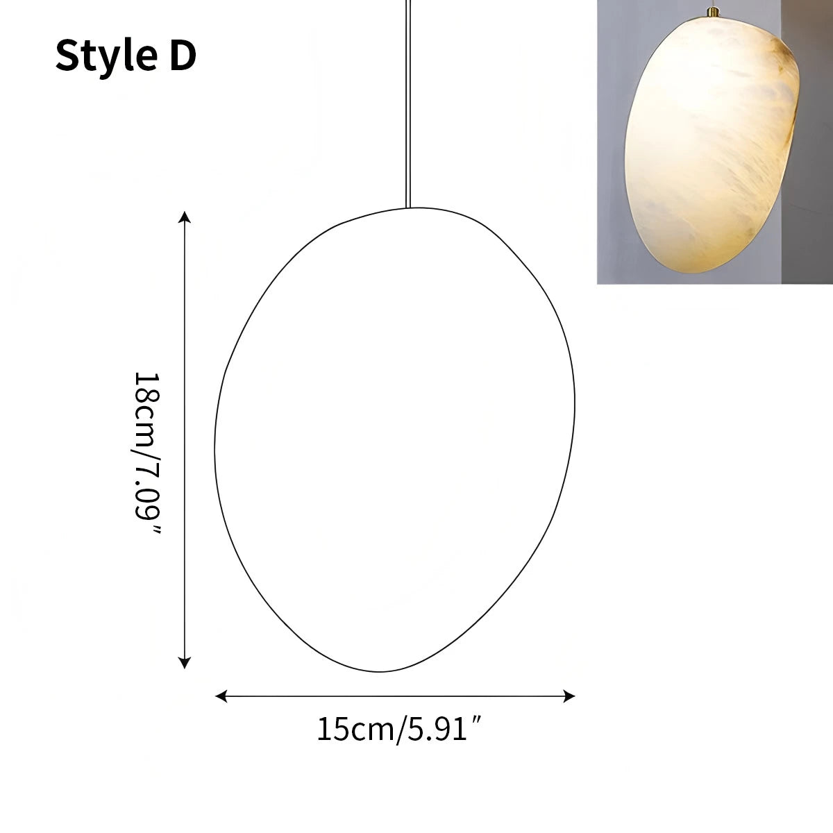 Antizer Modern Pebble Shaped Spanish Alabaster Pendant Light
