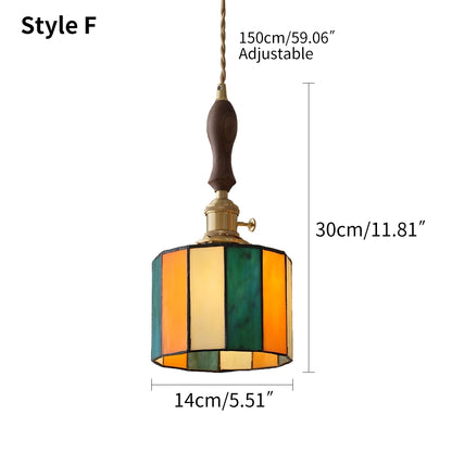 Antizer Vintage Brass Glass Pendant Light