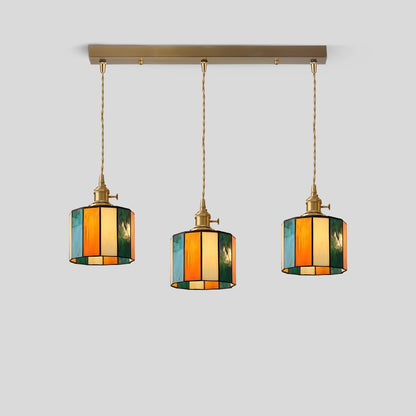 Antizer Vintage Brass Glass Pendant Light