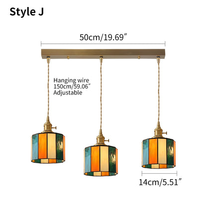 Antizer Vintage Brass Glass Pendant Light