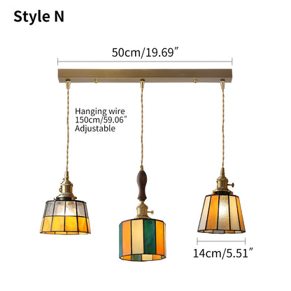 Antizer Vintage Brass Glass Pendant Light