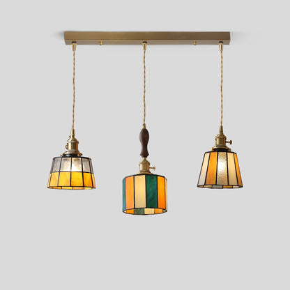 Antizer Vintage Brass Glass Pendant Light