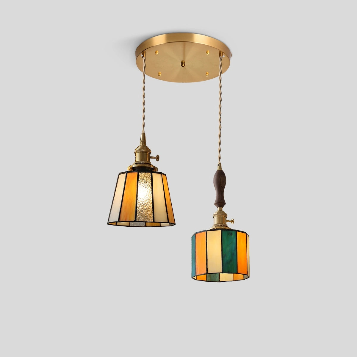 Antizer Vintage Brass Glass Pendant Light