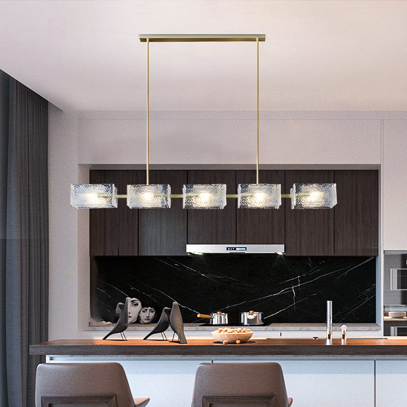 Textured Glass Linear Chandelier