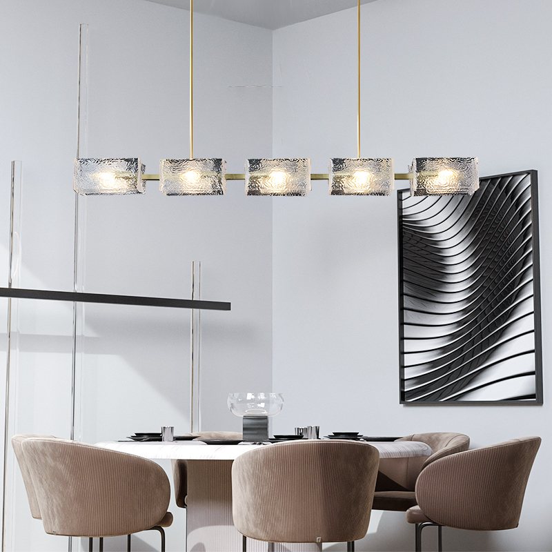 Textured Glass Linear Chandelier