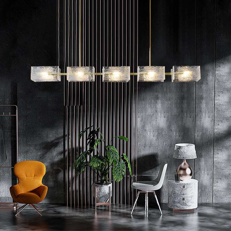 Textured Glass Linear Chandelier