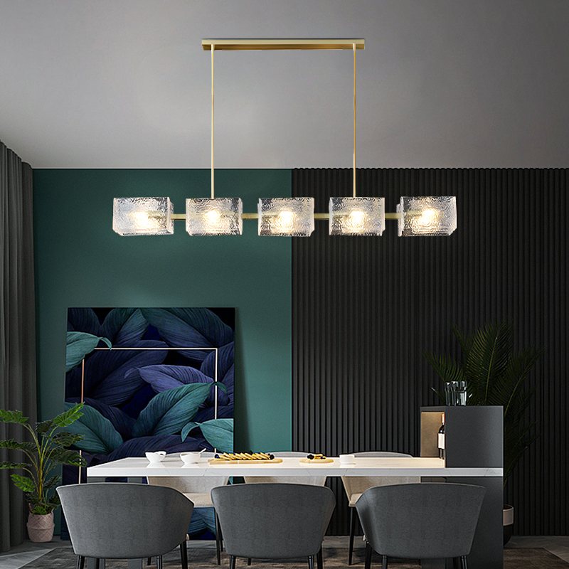 Textured Glass Linear Chandelier