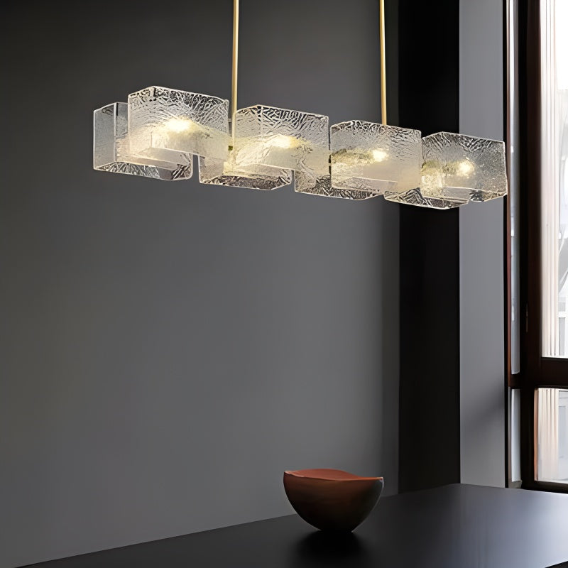 Textured Glass Linear Chandelier