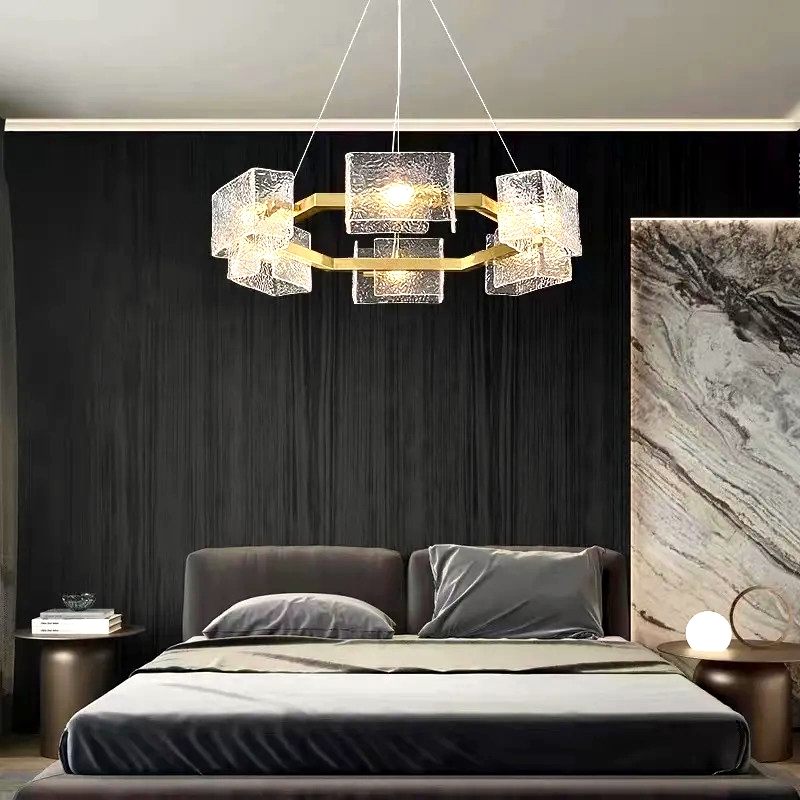 Textured Glass Round Chandelier