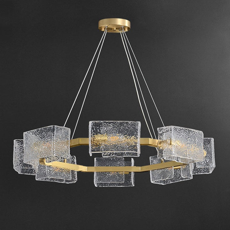 Textured Glass Round Chandelier