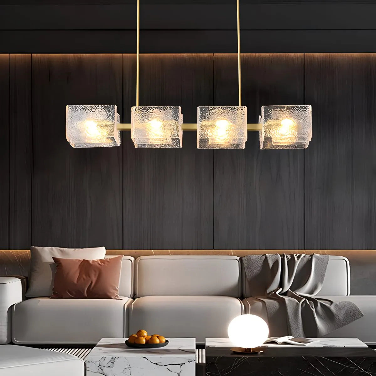 Textured Glass Linear Chandelier