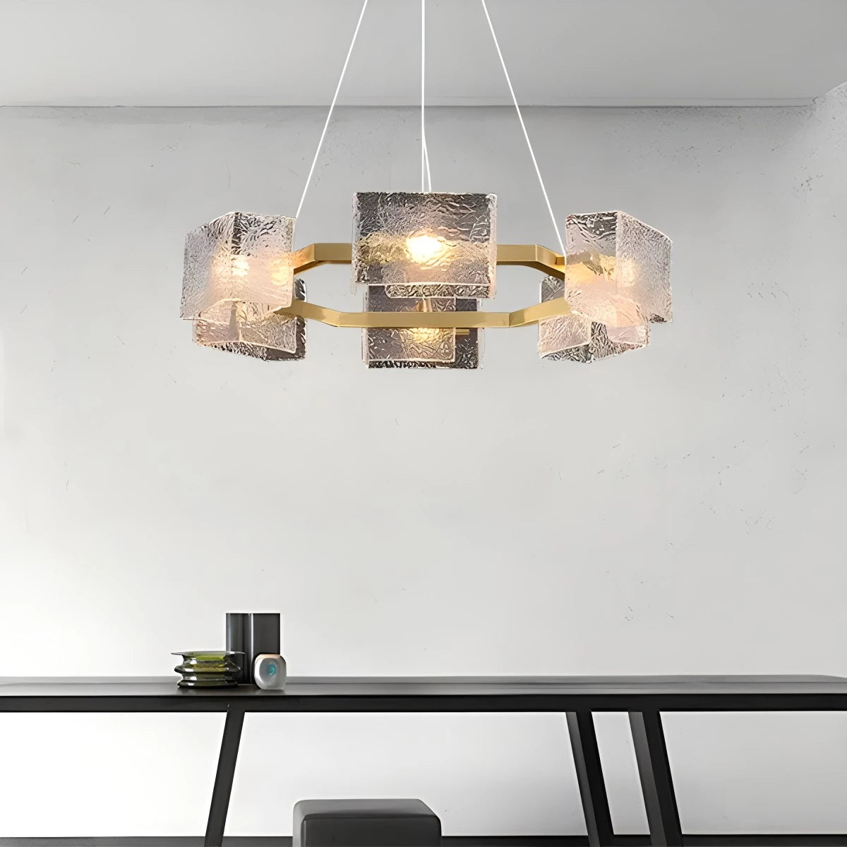 Textured Glass Round Chandelier