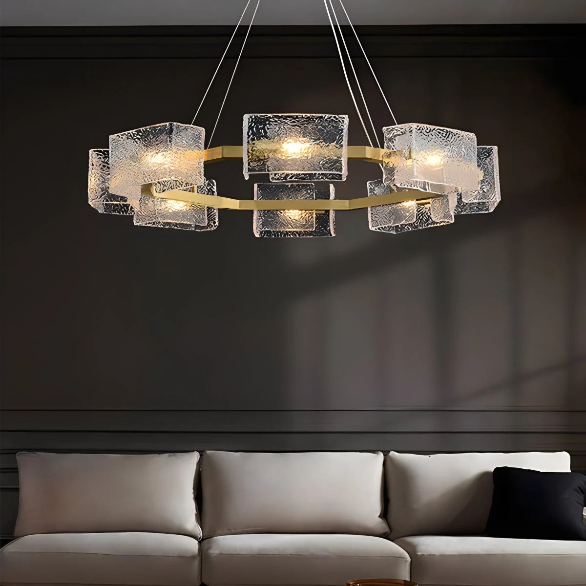 Antizer Textured Glass Round Chandelier
