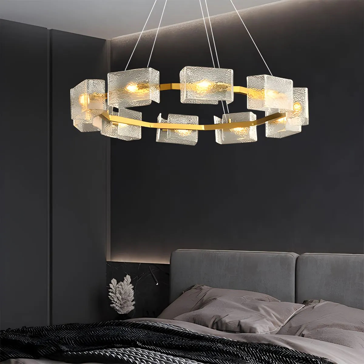 Textured Glass Round Chandelier