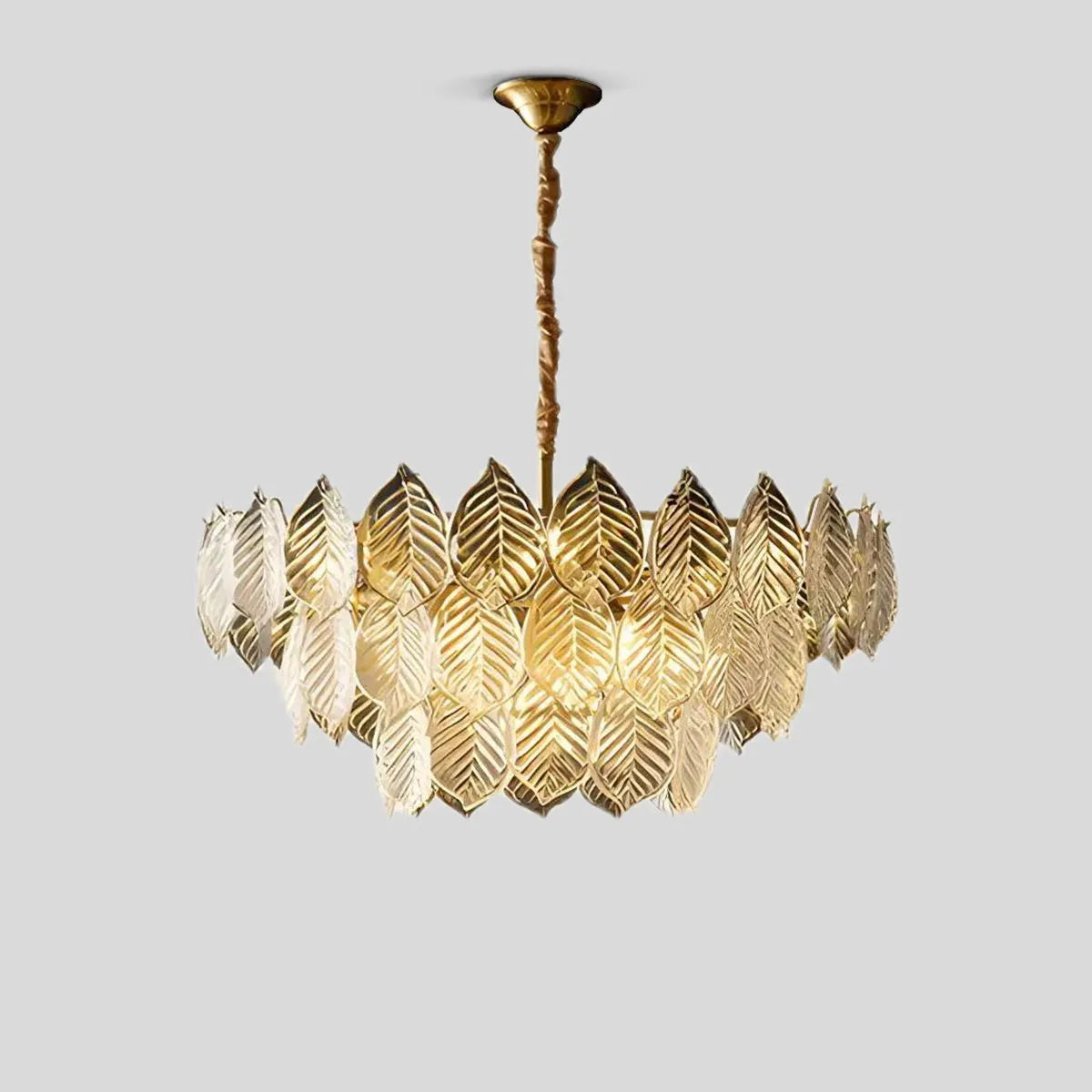 Antizer Tiered Glass Leaf Chandelier