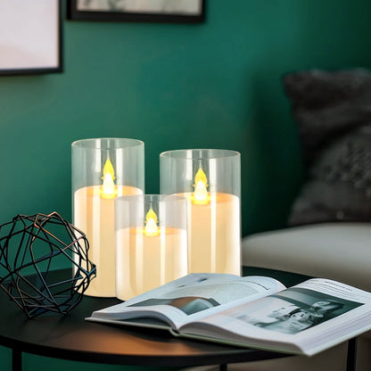 Antizer Glass Pillars Flameless Candles-Transparent