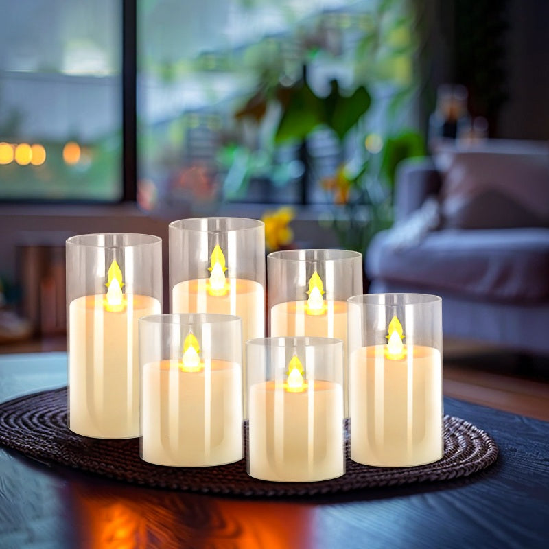 Antizer Glass Pillars Flameless Candles-Transparent