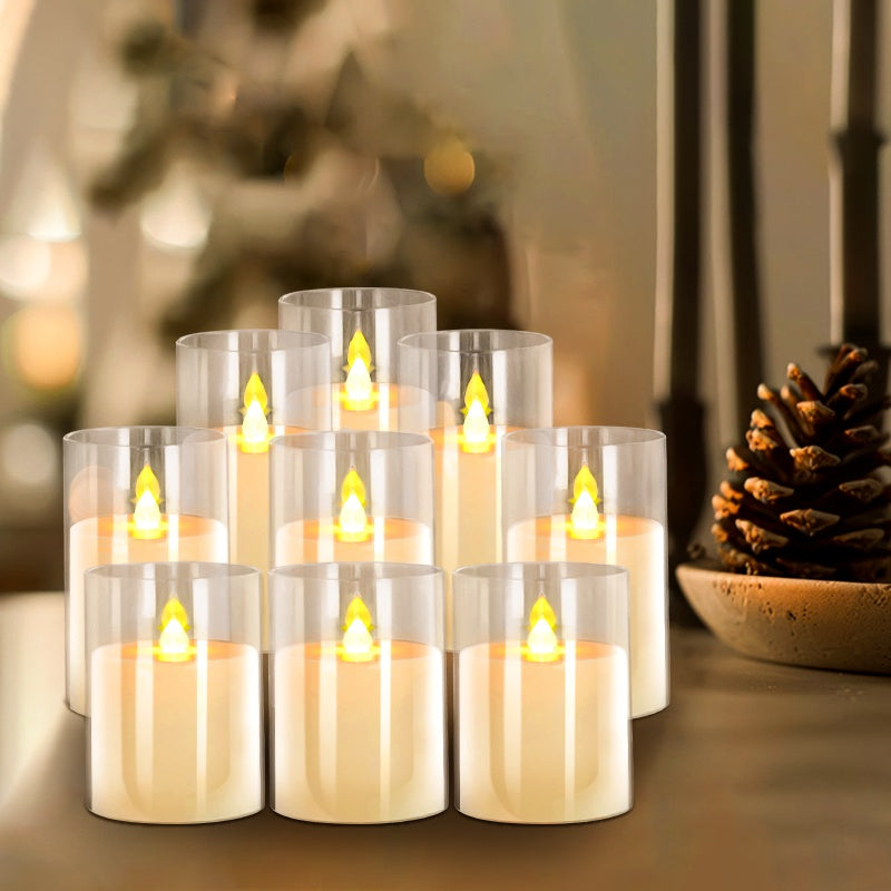 Antizer Glass Pillars Flameless Candles-Transparent