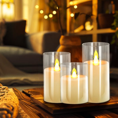 Antizer Glass Pillars Flameless Candles-Transparent