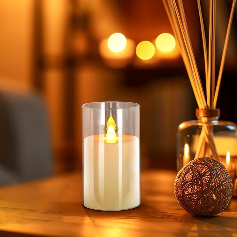 Glass Pillars Flameless Candles-Transparent