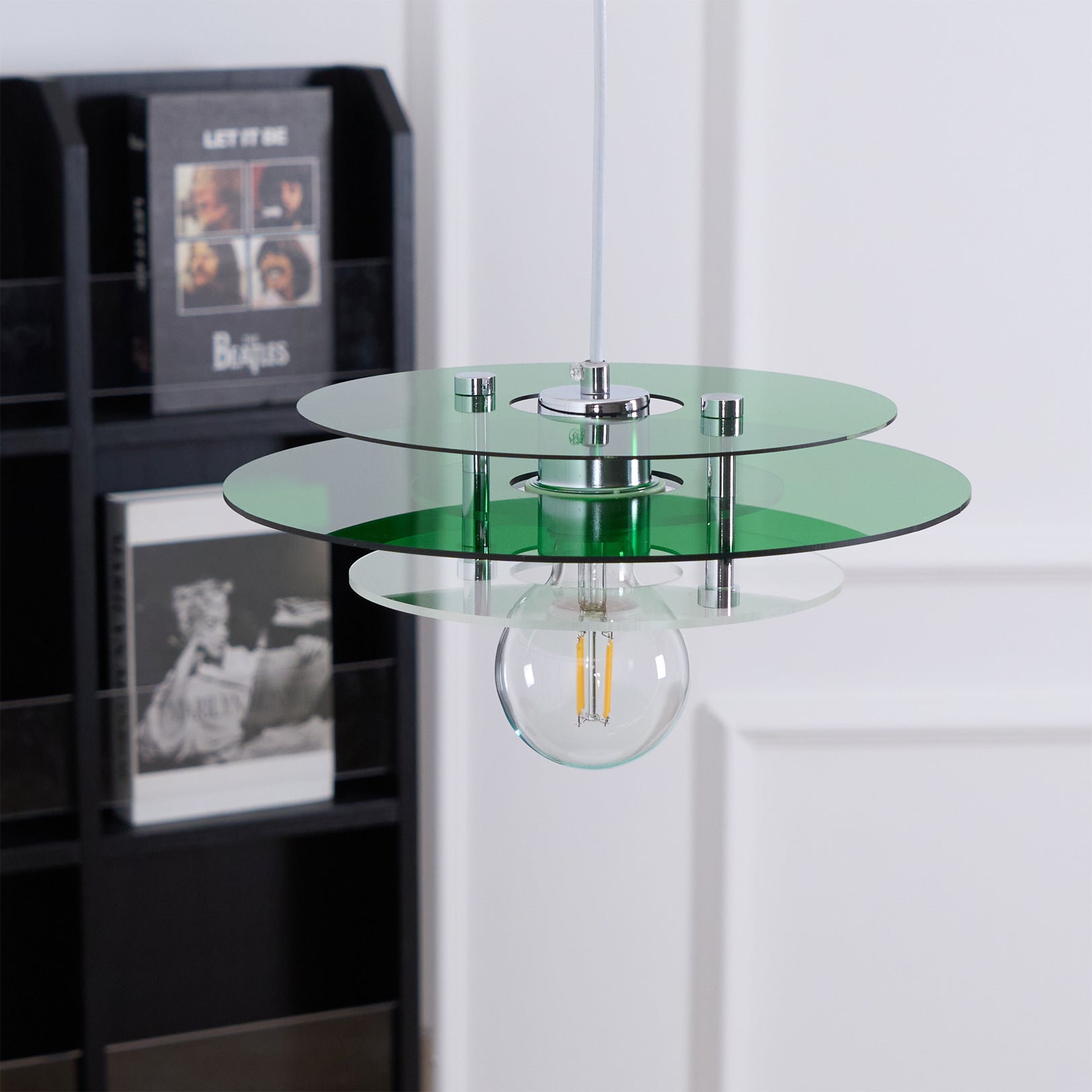 Modern Geometric Acrylic Disc Pendant Light - Elegant Reflective Ceiling Fixture