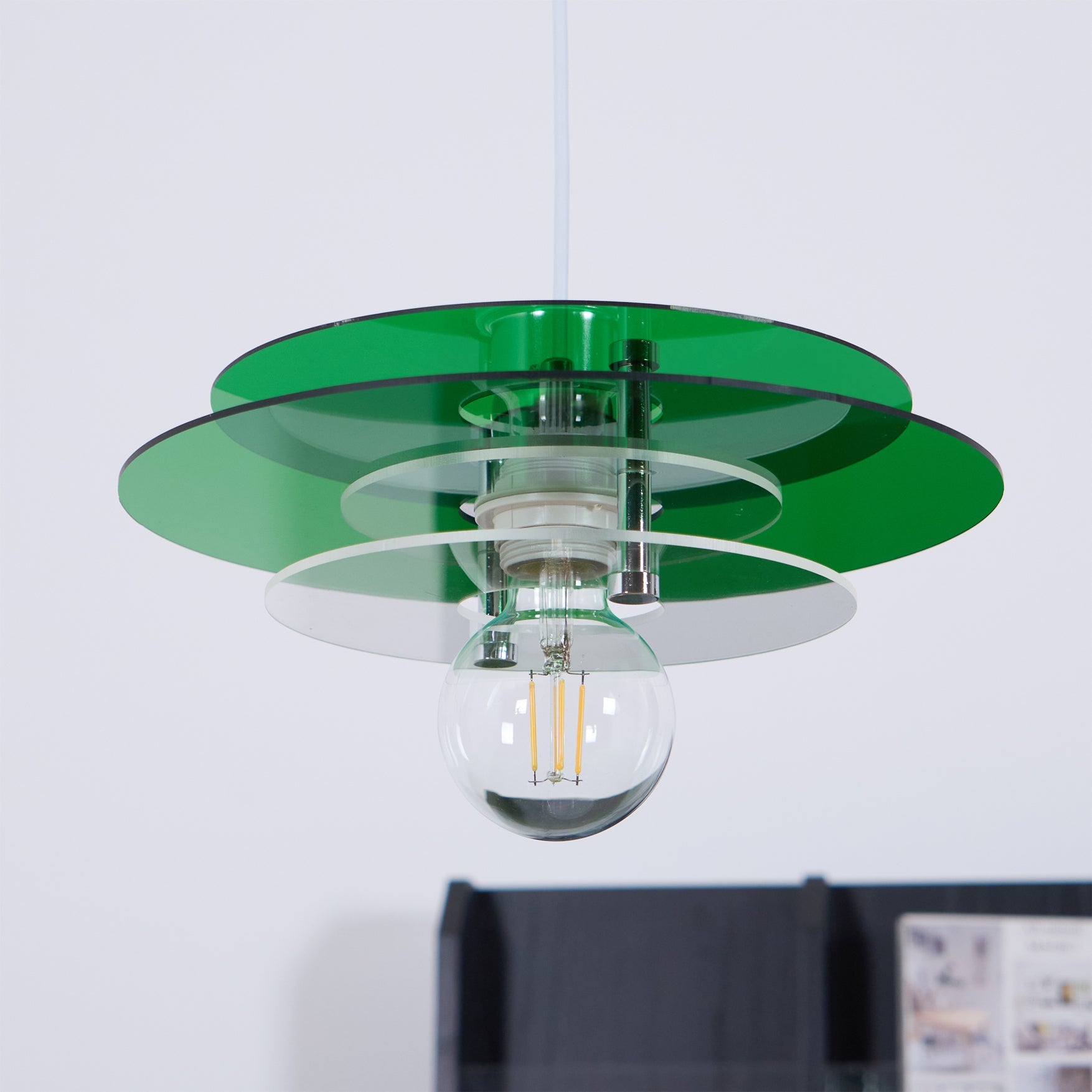 Modern Geometric Acrylic Disc Pendant Light - Elegant Reflective Ceiling Fixture