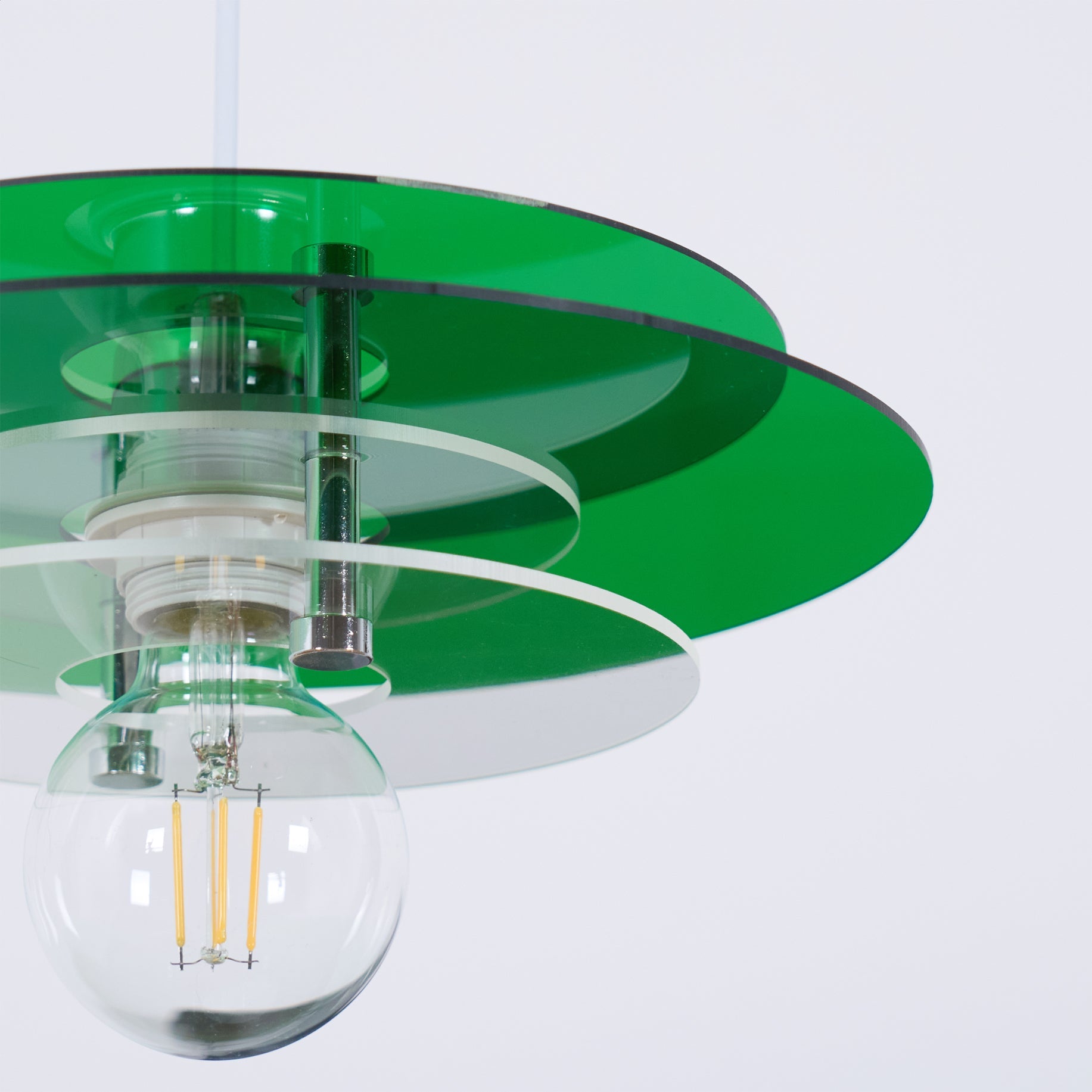 Modern Geometric Acrylic Disc Pendant Light - Elegant Reflective Ceiling Fixture
