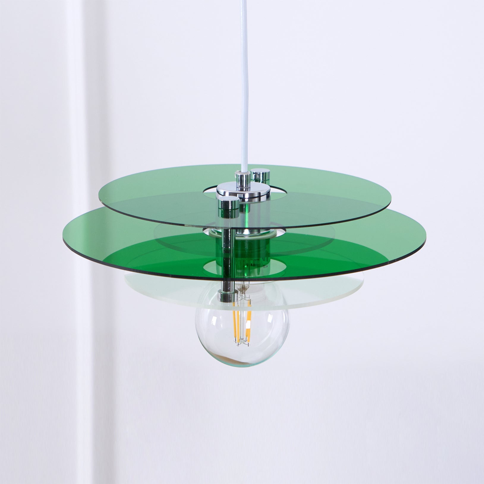 Modern Geometric Acrylic Disc Pendant Light - Elegant Reflective Ceiling Fixture