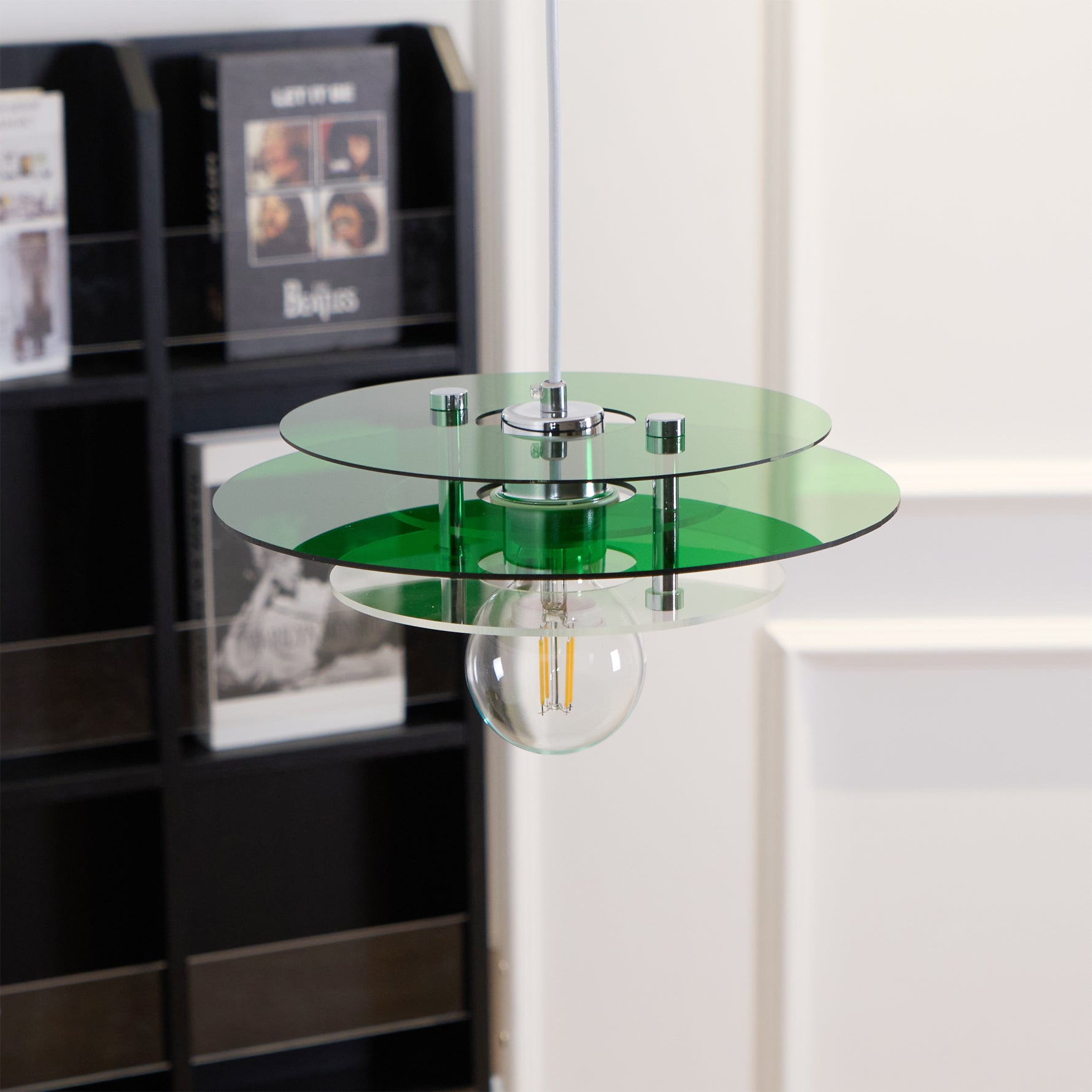 Modern Geometric Acrylic Disc Pendant Light - Elegant Reflective Ceiling Fixture