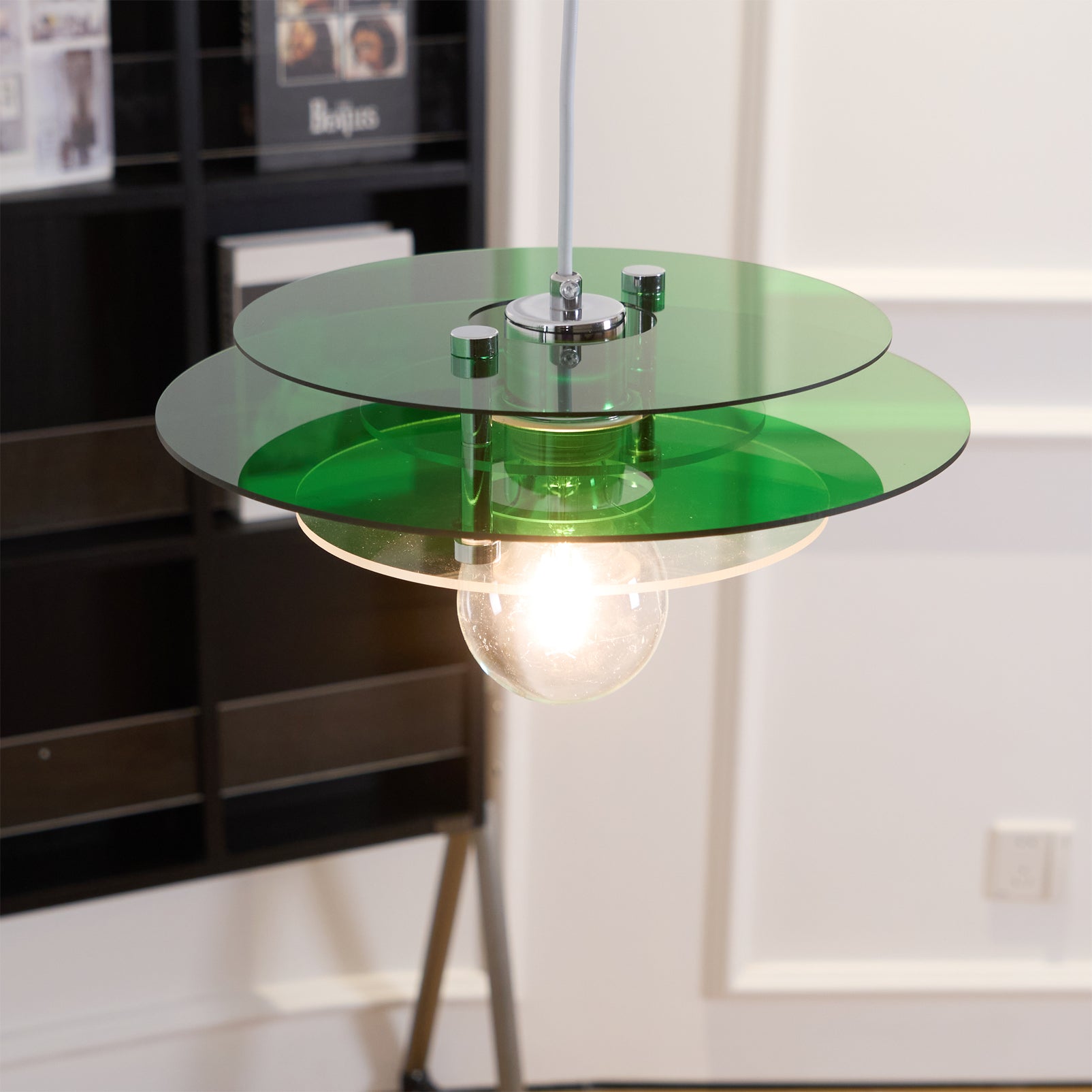 Modern Geometric Acrylic Disc Pendant Light - Elegant Reflective Ceiling Fixture