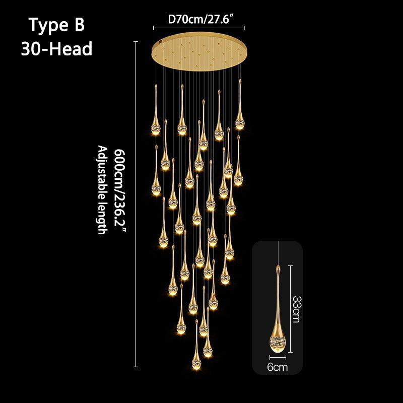 Antizer Luxury Water Drop Pendant Chandelier for Living Room